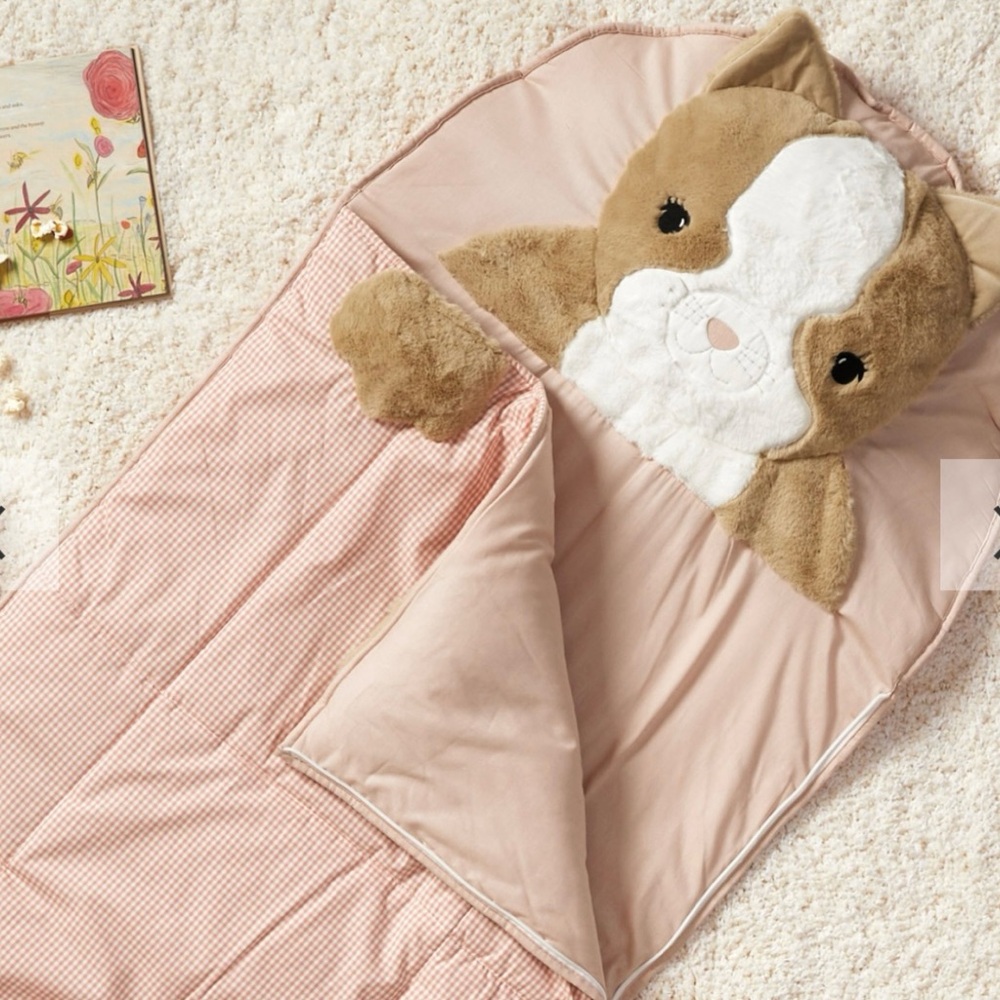 Pottery Barn Kids Pink Shaggy Kitten Head Sleeping Bag New In Bag Sold Out ✨💫